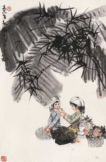 史国良 1978年作 蕉荫少女 立轴